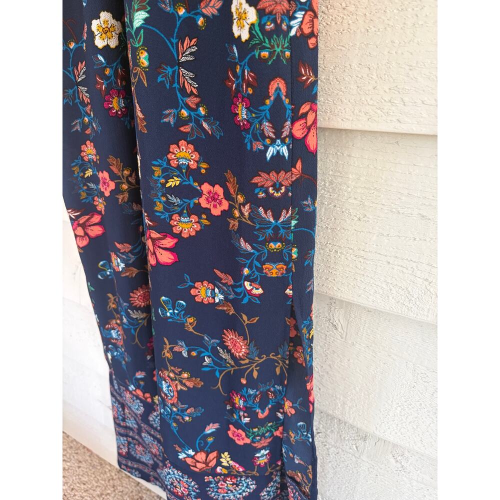 Monteau Floral Maxi Dress Size Medium Boho Navy Sleeveless Flowy - Picture 5 of 7